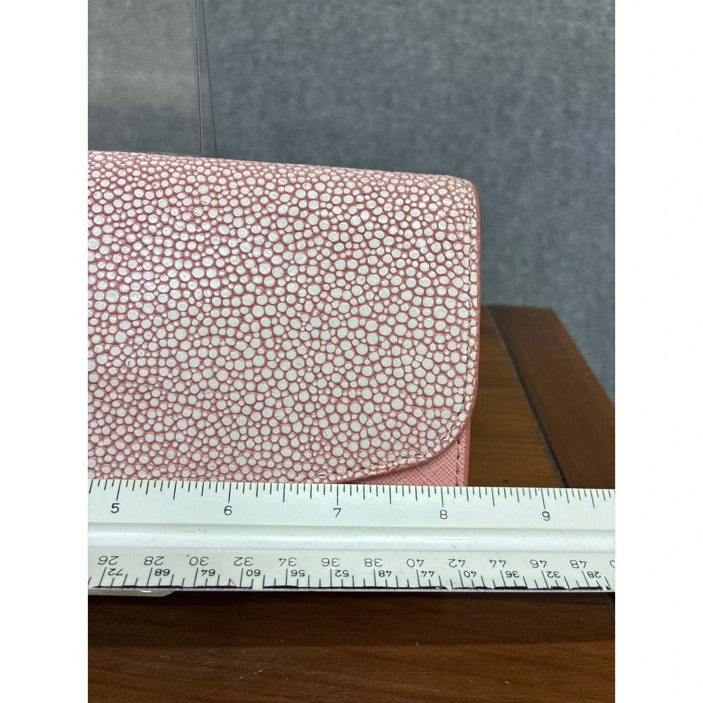 MK Leather Michael Kors Pink Saffiano Stingray Embossed Continental Flap Wallet